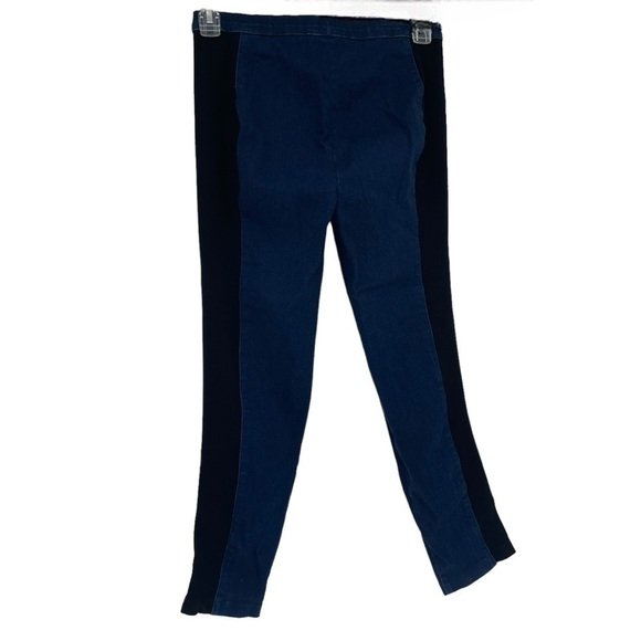 St. John Pants Womens Size 6 Stretch Denim /mixed Material Pull On Blue Black - Picture 2 of 9